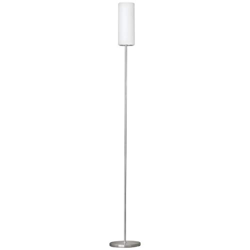 Eglo Lampada A Stelo Troy 3, Lampada A Stelo Uno Punto Luce, Lampada Da Parete, Acciaio, Nichel Opaco, Satinato, Bianco, E27, Interruttore A Pedale