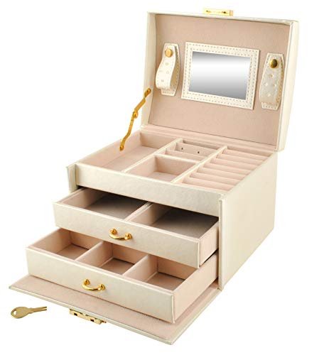 Cofanetto Gioielli Con Chiusura A Chiave Beige Nero Rosa Elegante Intelligente 6347, Farbe/Color:Beige/Beige