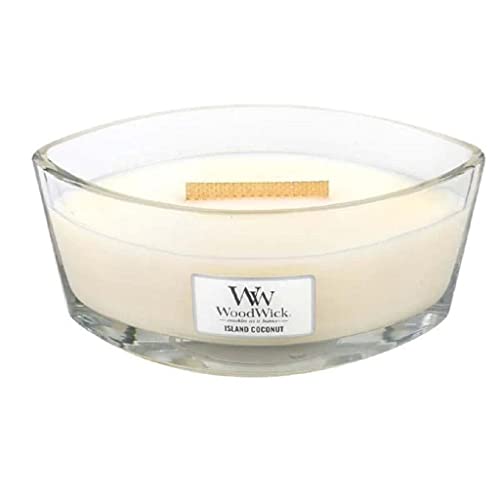 Woodwick Ellipse Candela Profumata Con Stoppino Scoppiettante, Cocco Su Un'Isola, Fino A 50 Ore, Blu, 19X9X12 Cm