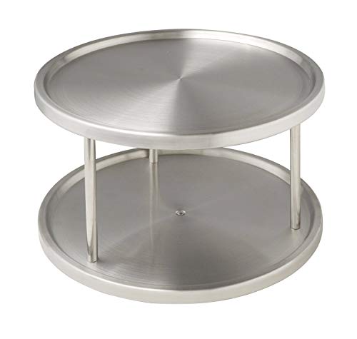 Wenko Armadio Rotondo Duo, Scaffale Da Cucina Girevole Con 2 Ripiani Per Armadio Da Cucina, Portaspezie In Acciaio Inox, 15,5 X 26,5 X 26,5 Cm