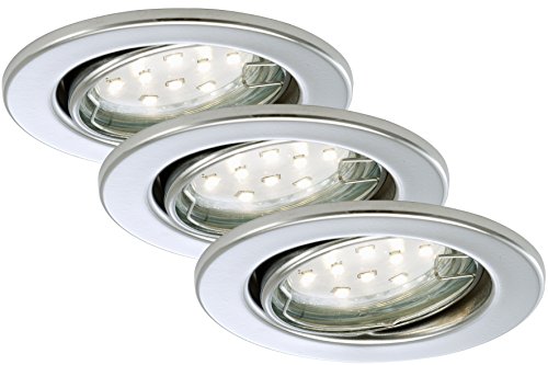 Briloner Leuchten Faretto Led Da Incasso, 3 X Led, Gu10, 3 W, Orientabile, Rotondo, Chrom, Gu10 3|Watts