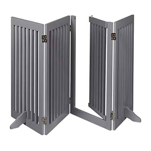 Relaxdays Cancelletto Per Bambini, Barriera Per Cani E Neonati, 4 Pannelli, Recinzione Per Scale, Mdf, 92X207 Cm, Grigio, 100% Fibra