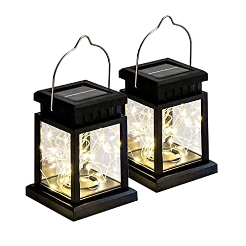 Lanterna Solare A Led In Vetro Solare, 20 Led (2 M Di Catena Luminosa), Luce Bianca Calda, Batteria Inclusa, Set Da 2 Pezzi, Lampada Da Giardino, Lamp