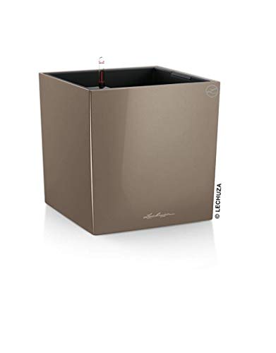 Lechuza Vaso Fioriera Cube Premium 40X40 H40 Con Auto Irrigazione Tortora Lucido