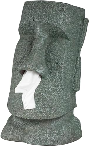 Rotary Hero Moai Dispenser Di Fazzoletti - Scatola Per Fazzoletti Con Figura Moai Facciale - Porta Fazzoletti Decorativo Per La Casa - 18 X 14,5 X 32 