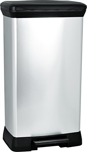 Curver, Pattumiera Deco Bin Con Chiusura Assistita, Grigio Metalizzato, 50 L, 39X29X73H Cm