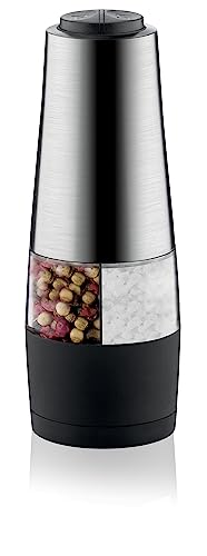 Tescoma 659562 President Macinapepe/Sale Elettrico, 2 In 1, Acciaio Inossidabile, Nero/Grigio