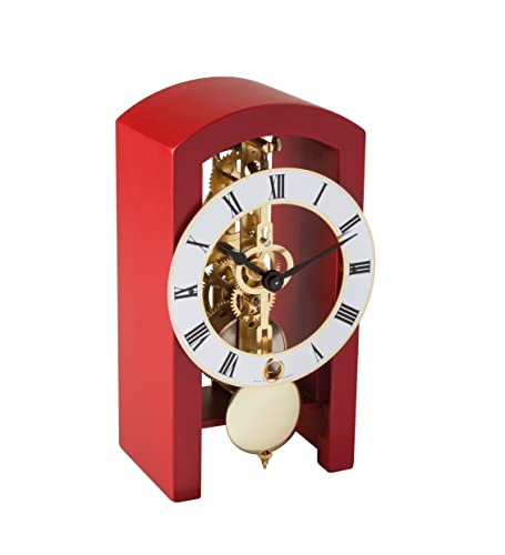 Hermle 23015-360721 - Orologio Da Tavolo Moderno Scheletro, Colore: Rosso