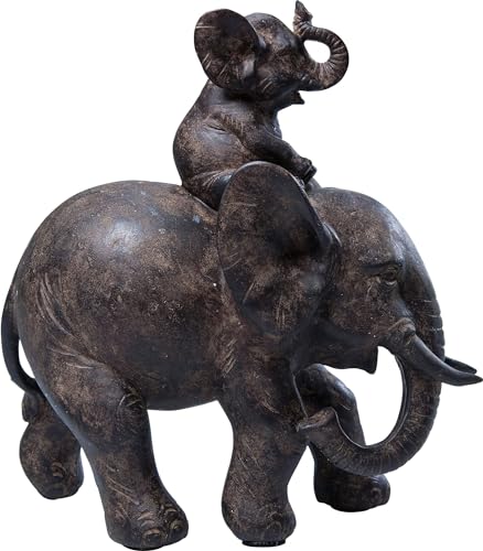 Kare Design Figura Decorativa Elefante Dumbo Uno, Marrone, Stile Esotico Giungla, Simbolo Famiglia, Idea Regalo, 19X18X9Cm (A/P/L)