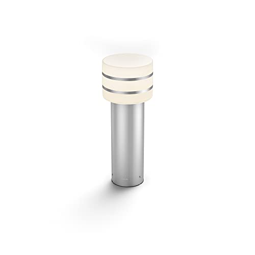 Philips Hue White Tuar, Piedistallo Per Esterni, 9W, Include Lampadina E27 Smart, Alimentatore Incluso, Inox