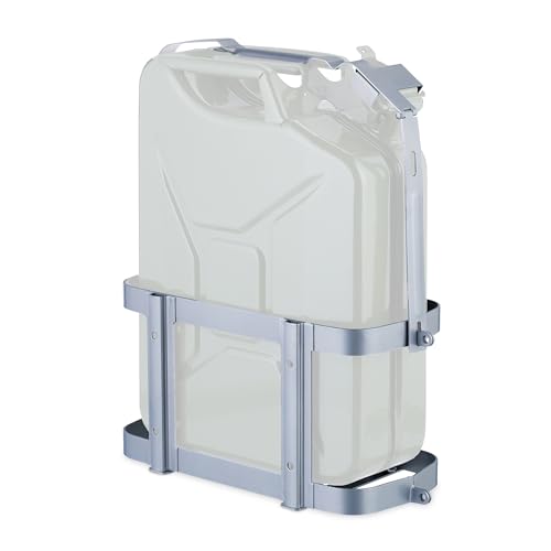 Relaxdays Supporto Porta Tanica Di Benzina Da 10 E 20 Litri, Staffa In Ferro, Sostegno Serbatoio Auto E Moto, Grigio