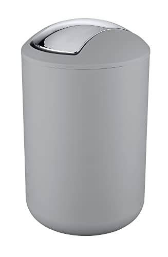 Wenko Portarifiuti Con Coperchio Basculante Brasil L Grigio - Infrangibile Capacità: 6.5 L, Tpe, 19.5 X 31 X 19.5 Cm, Grigio