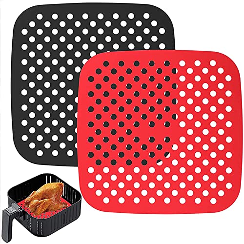 Nk 2 Pezzi Tappetino Friggitrice Ad Aria Riutilizzabili (Carta Forno Silicone) - Airfryer Liner, Antiaderente, Accessori Per Friggitrice Senza Olio, 1