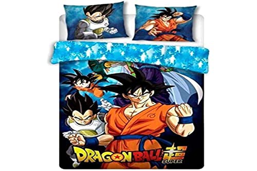 Aymax S.P.R.L. Dragonball Super - Juego De Cama Infantil (Algodón, Funda Nórdica De 140 X 200 Cm Y Funda De Almohada De 65 X 65 Cm), Diseño De Dragón,