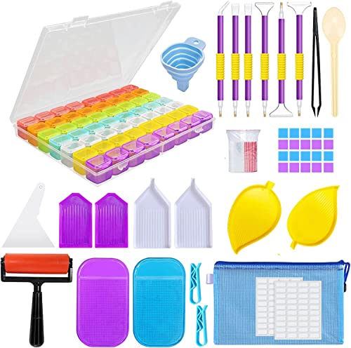 Topseas Diamond Painting Kit Completo, Diamond Painting Accessori, 56 Slots Diamant Painting Accessori, 5D Pittura Diamante Kit, Per Fai Da Te, Unghie