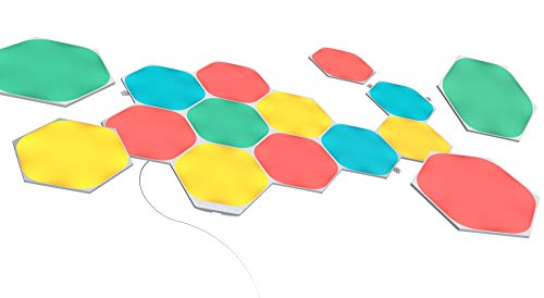 Nanoleaf Shapes Hexagon Starter Kit, 15 Smart Light Panels Led Rgbw - Modular Wi-Fi Colour Changing Wall Lights, Works With Alexa Google Assistant App