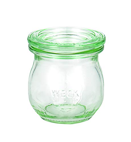 Weck 49854 Set Di 12 Barattoli A Forma Di Tulipano Mini Da 75 Ml, 12 Anelli Per Conserve, 89 X 52 Mm, 24 Mollette, 2 Coperchi Da 40 Mm, Vetro, Colore: