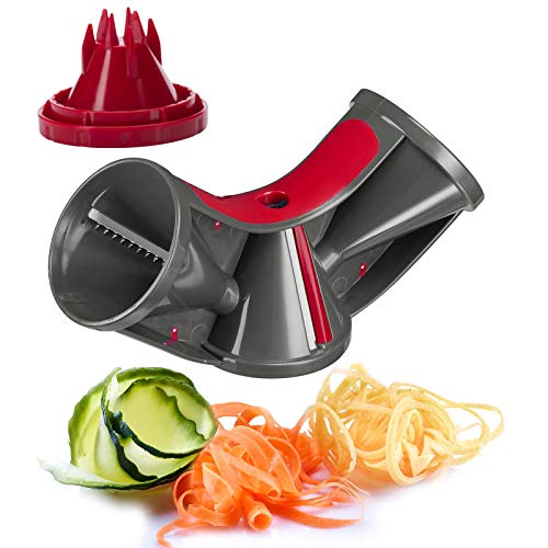 Westmark Affettaverdure A Spirale Manuale, Con 3 Inserti E Pressino, Acciaio Inox/Plastica, Triolo, Antracite/Rosso, 11652260