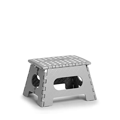 Zeller 13030 - Sgabello Pieghevole, In Plastica, Con Certificazione Tüv, Portata Fino A 150 Kg, Ca. 35 X 28 X 22 Cm, Colore: Grigio
