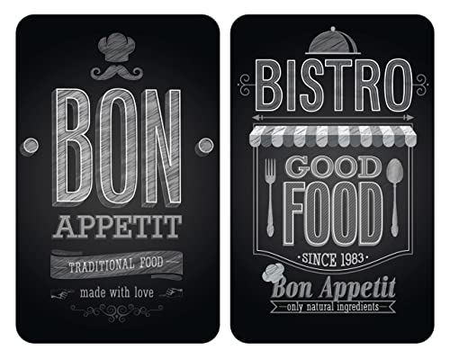 Wenko Coprifornelli In Vetro Universale Bon Appetit Set 2 Pezzi - Per Tutti I Tipi Di Piani Di Cottura, Vetro Temperato, 30 X 1.8-5.5 X 52 Cm, Multico