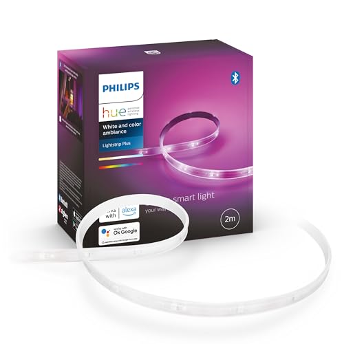 Philips Hue White And Color Ambiance Lightstrip, Kit Base Striscia Led Smart Da 2M, Bluetooh