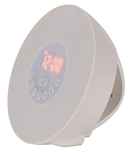 Tfa Dostmann Sveglia Con Luce Diurna Wake Up Light, 60.2019.02, Sveglia Con Alba, Radio Fm, 6 Suonerie, Funzione Snooze, Bianco, In Plastica, 170 Mm