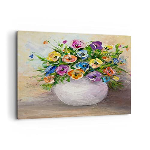 Quadro Su Tela 100X70Cm Stampe Da Parete Fiori Bouquet Vaso Colorato Grandi Decorazione Murale Camera Da Letto Cucina 1 Pezzo Quadri Moderni Soggiorno