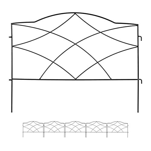 Relaxdays Recinzione Per Aiuole, Set 6 Pannelli Per Cortile E Giardino, Bordure Per Prato, Ferro, Hxl: 46 X 61 Cm, Nero