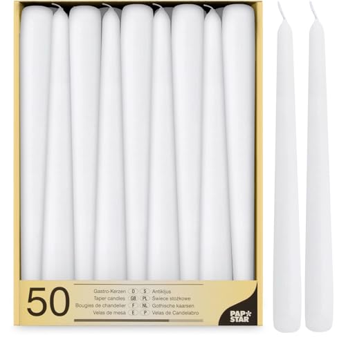 Papstar 17966 Cylinder White - Candele Di Cera, Confezione Da 50 Pezzi