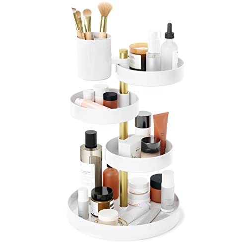 Umbra Pirouette Organizer Per Prodotti Di Bellezza, Acrilico, Bianco/Ottone, Taglia Unica