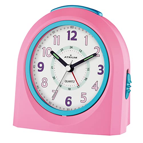 Atrium Alarm Clock Analogue Pink Silent, With Light And Snooze Function A921-17