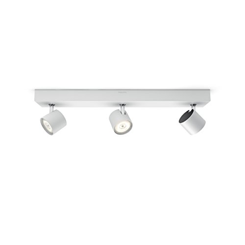 Philips Lighting Faretti Star, 3 Punti Luce Orientabili, Led Integrato, 5W, Base Rettangolare, Bianco