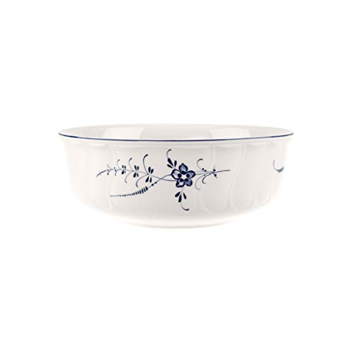 Villeroy & Boch Vieux Luxembourg Ciotola Rotonda, 24 Cm, Porcellana Premium, Bianco/Blu
