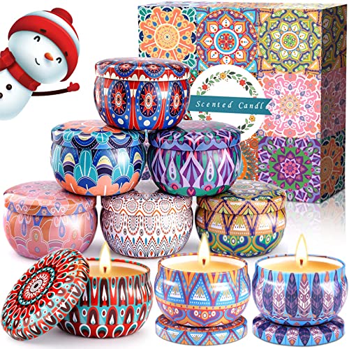 Vipnaji 9Pcs Candele Profumate Regalo,Regalo Donna,Set Candele Profumate,Cera Di Soia Naturale,Per Anniversario Natale Festa Della Mamma Yoga, Decoraz