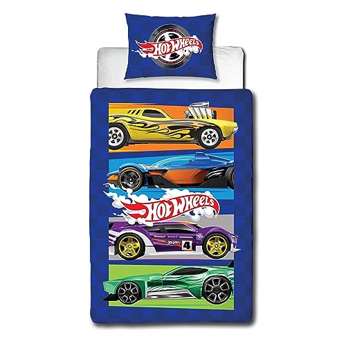 Character World Hot Wheels - Set Copripiumino Singolo Con Licenza Ufficiale Beast, Reversibile, 2 Lati, Con Federa Coordinata, Perfetto Per La Camera