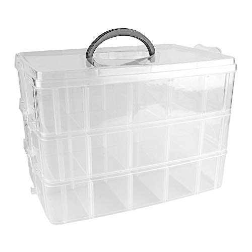 Ideen Mit Herz Scatola Portaoggetti Con Coperchio E Maniglia Per Il Trasporto, 30 Scomparti, 26 X 18,5 X 17 Cm, 3 Ripiani Con 10 Scomparti Ciascuno, P