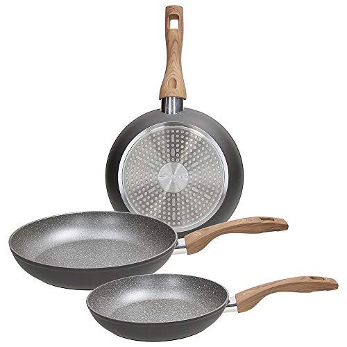 Tognana Great Stone, Set 3 Padelle 20/24/28 Cm, Alluminio, Grigio