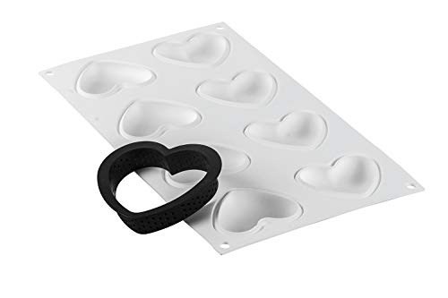 Silikomart Stampi In Silicone Per Dolci – Kit Tarte Ring Amore 80X70 Mm - Accessori Professionali Per Cucina E Pasticceria - Stampini Monoporzione Per