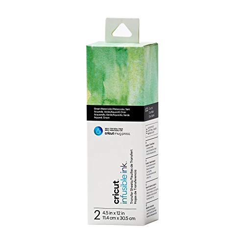 Cricut Infusible Ink Transfer 2 Fogli | 11,4 Cm X 30,5 Cm | Acquerello Verde | Ideale Per L'Uso Tazza