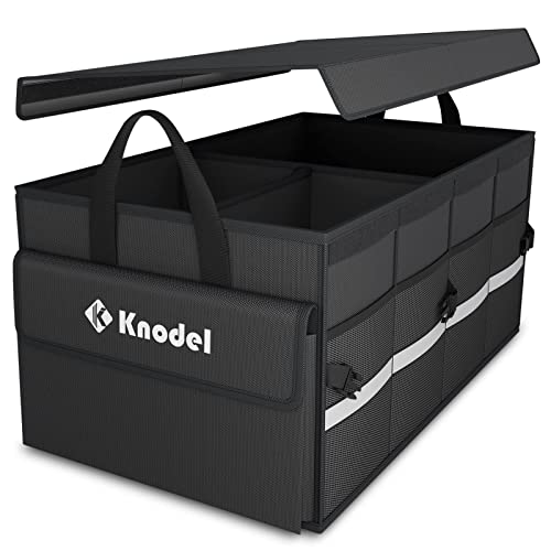 Organizer Bagagliaio Auto Knodel Con Coperchio Pieghevole, Borse Grandi Per Baule (Nero)