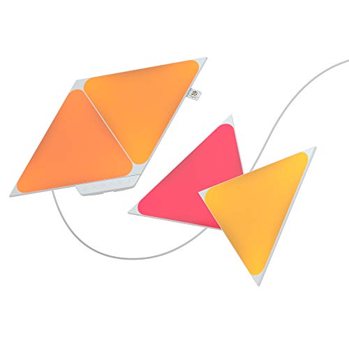 Nanoleaf Shapes Triangle Starter Kit, 4 Triangoli Luminosi Led Rgbw Smart, Applique Da Parete Interno Modulari, Luci Led 16M Colori Wifi, Funziona Con