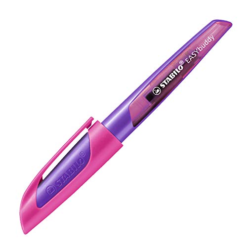 Penna Stilografica Ergonomica Per Bambini - Stabilo Easybuddy In Lilla/Magenta - Punta Standard - Cartuccia Blu Inclusa