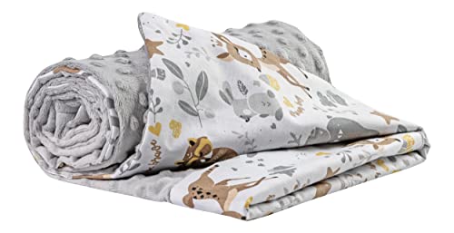 Medi Partners Coperta Per Neonati 100% Cotone 75X100Cm Bambini Minky Multifunzionale Bifacciale Morbido E Soffice Per Carrozzine (Cervo Con Grigio Min