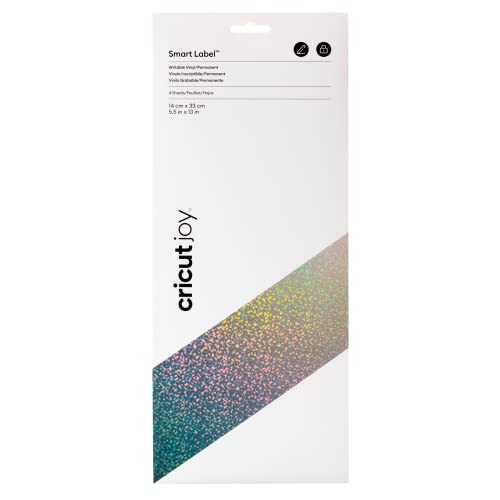 Cricut Joy Smart Label Writable Vinyl-Permanent, Argento Olografico, 14Cm X 33Cm