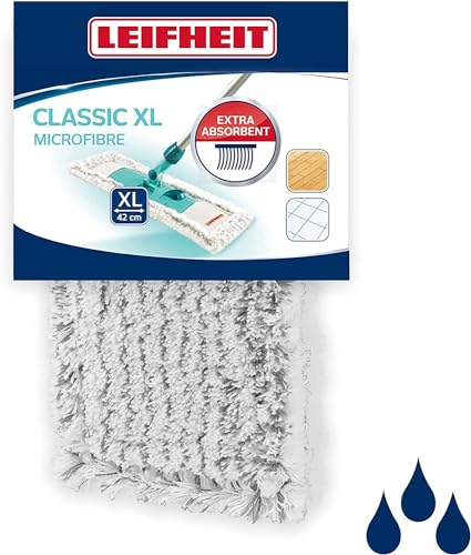 Leifheit Coprimocio Classico In Microfibra Di Alta Qualità, Rivestimento Di Ricambio Per Mocio Da Pavimento Con Elevato Assorbimento Di Acqua E Sporco