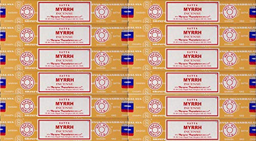 156 Incensi Satya Mirra 180 Gr (12 Scatole Da 15 G Cadauno) Sai Baba Nag Champa Myrrh