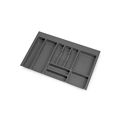 Emuca - Portaposate Per Cassetto Da Cucina Vertex/Concept 500, Modulo 800 Mm, Spalle 16Mm, Plastica, Grigio Antracite