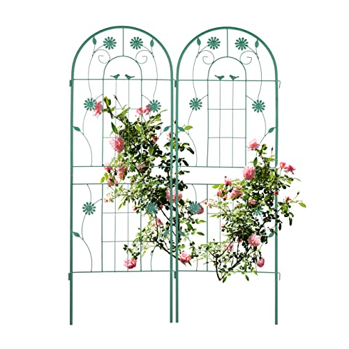 Relaxdays Grigliati Per Rampicanti, Set Da 2, H X L 150X50 Cm, Supporti In Metallo Per Piante Tralicci A Incastro, Verde