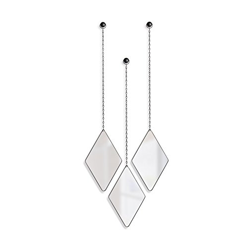 Umbra Dima Specchi A Forma Di Rombo, Set Di 3, Specchio, Nero