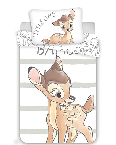 Bambi Disney Set Copripiumino Da 100 X 135 Cm + 40 X 60 Cm, In Cotone